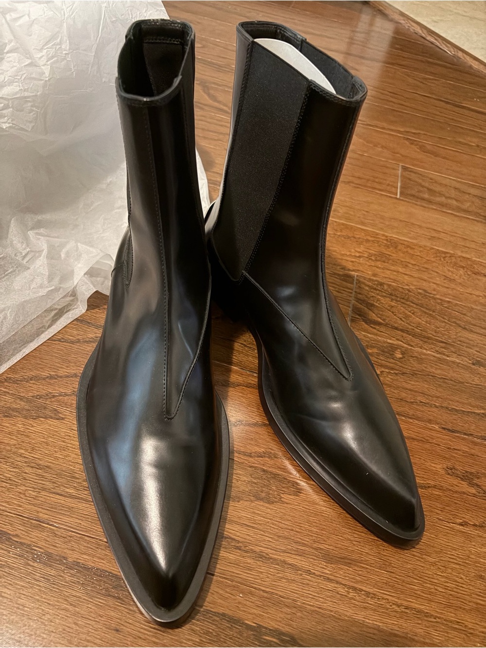 Jil Sander Abrasivato Leather Cap Heel Pointed Toe Chelsea Boots Sz 40 US 9.5